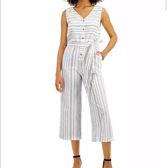 Style & Co. Pants - Style & Co striped sleeveless wide leg jumpsuit